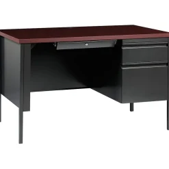 Hirsh 48"W Single-Pedestal Desk, Charcoal/Mahogany (20093)