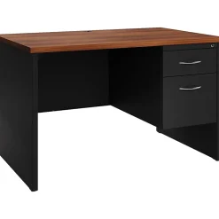 Hirsh 48"W Single-Pedestal Desk, Black/Walnut (20539)