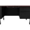 Hirsh 48"W Single-Pedestal Mobile Teacher's Desk, Black/Walnut (22646)