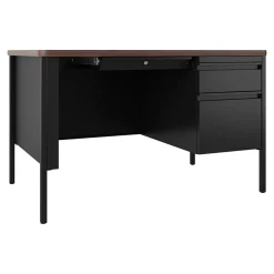 Hirsh 48"W Single-Pedestal Teacher's Desk, Black/Walnut (22642)