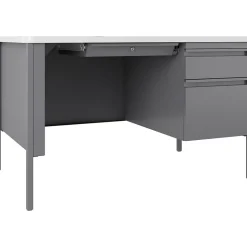 Hirsh 48"W Single-Pedestal Teacher's Desk, Platinum/White (22643)