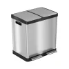 HLS Commercial Stainless Steel Trash Can & Recycling Bin Combo, 16-Gallon, Silver (HLSS16R)