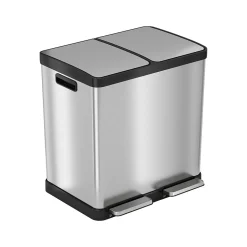 HLS Commercial Stainless Steel Trash Can & Recycling Bin Combo, 16-Gallon, Silver (HLSS16R)