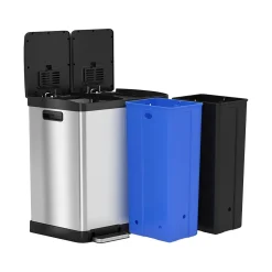 HLS Commercial Stainless Steel Trash Can & Recycling Bin Combo, 16-Gallon, Silver (HLSS16R)