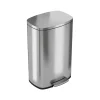 HLS Commercial Stainless Steel Step Trash Can with Hinged Lid, 13.2-Gallon, Silver (HLSS13R)