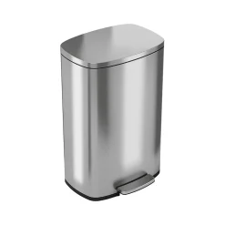 HLS Commercial Stainless Steel Step Trash Can with Hinged Lid, 13.2-Gallon, Silver (HLSS13R)