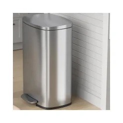 HLS Commercial Stainless Steel Step Trash Can with Hinged Lid, 13.2-Gallon, Silver (HLSS13R)