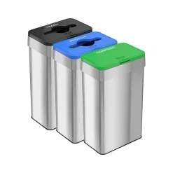 HLS Commercial Stainless Steel Trash Cans, 21-Gallon, Assorted Colors, 3/Set (HLS21UOTTRIO)