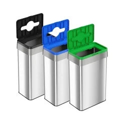 HLS Commercial Stainless Steel Trash Cans, 21-Gallon, Assorted Colors, 3/Set (HLS21UOTTRIO)