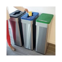 HLS Commercial Stainless Steel Trash Cans, 21-Gallon, Assorted Colors, 3/Set (HLS21UOTTRIO)