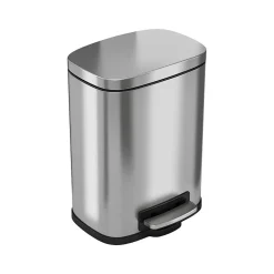 HLS Commercial Stainless Steel Step Trash Can with Hinged Lid, 1.32-Gallon, Silver (HLSS01R)