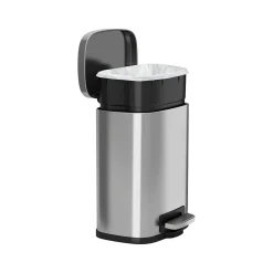 HLS Commercial Stainless Steel Step Trash Can with Hinged Lid, 1.32-Gallon, Silver (HLSS01R)