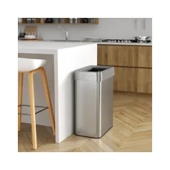 HLS Commercial Stainless Steel Trash Can with Open Lid, 18-Gallon, Silver (HLS18UOT)