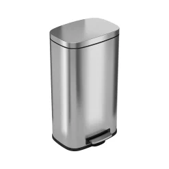 HLS Commercial Stainless Steel Trash Can with Hinged Lid, 8-Gallon, Silver (HLSS08RFR)