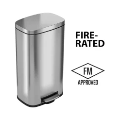 HLS Commercial Stainless Steel Trash Can with Hinged Lid, 8-Gallon, Silver (HLSS08RFR)