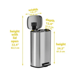 HLS Commercial Stainless Steel Trash Can with Hinged Lid, 8-Gallon, Silver (HLSS08RFR)