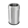 HLS Commercial Stainless Steel Trash Can with Open Lid, 13-Gallon, Silver (HLS13STR)