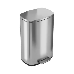 HLS Commercial Stainless Steel Trash Can with Hinged Lid, 13.2-Gallon, Silver (HLSS13RFR)