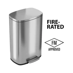 HLS Commercial Stainless Steel Trash Can with Hinged Lid, 13.2-Gallon, Silver (HLSS13RFR)