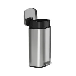 HLS Commercial Stainless Steel Trash Can with Hinged Lid, 13.2-Gallon, Silver (HLSS13RFR)