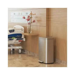 HLS Commercial Stainless Steel Trash Can with Hinged Lid, 13.2-Gallon, Silver (HLSS13RFR)