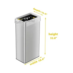 HLS Commercial Stainless Steel Trash Can with Open Lid, 21-Gallon, Silver (HLS21UOT)