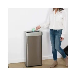 HLS Commercial Stainless Steel Trash Can with Open Lid, 21-Gallon, Silver (HLS21UOT)