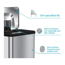 HLS Commercial Stainless Steel Step Trash Can with Hinged Lid, 18-Gallon, Silver (HLS18SS)