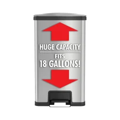 HLS Commercial Stainless Steel Step Trash Can with Hinged Lid, 18-Gallon, Silver (HLS18SS)