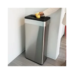 HLS Commercial Stainless Steel Trash Can, 21-Gallon, Black/Silver (HLS21UOTTRS)