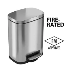 HLS Commercial Stainless Steel Trash Can with Hinged Lid, 1.32-Gallon, Silver (HLSS01RFR)