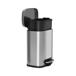 HLS Commercial Stainless Steel Trash Can with Hinged Lid, 1.32-Gallon, Silver (HLSS01RFR)