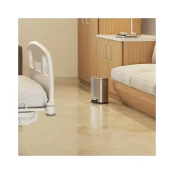 HLS Commercial Stainless Steel Trash Can with Hinged Lid, 1.32-Gallon, Silver (HLSS01RFR)