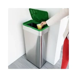 HLS Commercial Stainless Steel Compost Bin, 21-Gallon, Silver/Green (HLS21UOTCOP)