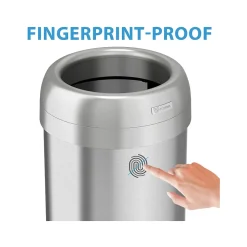 HLS Commercial Stainless Steel Trash Can with Open Lid, 16-Gallon, Silver (HLS16STR)