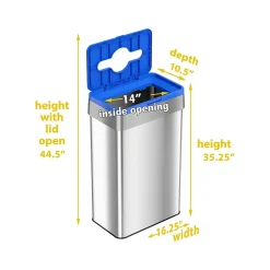 HLS Commercial Stainless Steel Recycling Bin, 21-Gallon, Blue/Silver (HLS21UOTREC)