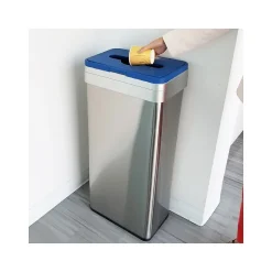 HLS Commercial Stainless Steel Recycling Bin, 21-Gallon, Blue/Silver (HLS21UOTREC)