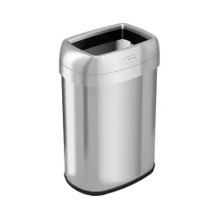 HLS Commercial Stainless Steel Trash Can with Open Lid, 13-Gallon, Silver (HLS13STV)