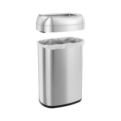 HLS Commercial Stainless Steel Trash Can with Open Lid, 13-Gallon, Silver (HLS13STV)