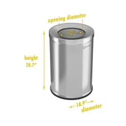 HLS Commercial Stainless Steel Trash Can with Open Lid, 26-Gallon, Silver (HLSC05G26)