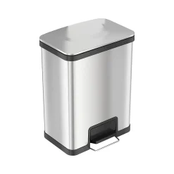 HLS Commercial Stainless Steel Step Trash Can with Hinged Lid, 13-Gallon, Silver (HLS13SS)