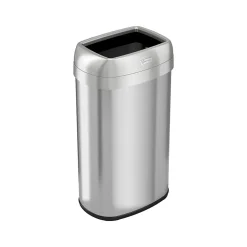 HLS Commercial Stainless Steel Trash Can with Open Lid, 16-Gallon, Silver (HLS16STV)