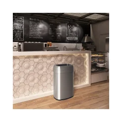 HLS Commercial Stainless Steel Trash Can with Open Lid, 16-Gallon, Silver (HLS16STV)
