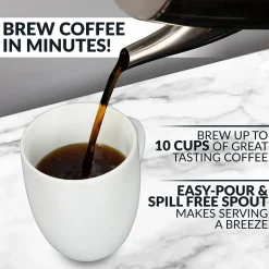 HomeCraft HCPC10SS 10-Cups Stainless Steel Coffee Percolator, Silver/Black