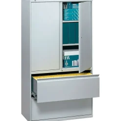 HON® 700 Series 2 Drawer Lateral File Cabinet w/Roll-Out & Posting Shelves, Light Grey, Letter/Legal, 36"W (HON785LSQ)
