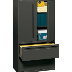 HON® 700 Series 2 Drawer Lateral File Cabinet w/Roll-Out & Posting Shelves, Charcoal, Letter/Legal, 36"W (HON785LSS)