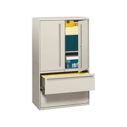 HON 700 Series 2 Drawer Lateral File Cabinet w/Roll-Out & Posting Shelves, Light Grey, Letter/Legal, 42"W (HON795LSQ)