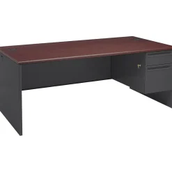 HON® 38000 Series 72'' Right Pedestal Desk, Mahogany/Charcoal (H38293RNS)