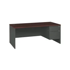 HON® 38000 Series 72'' Right Pedestal Desk, Mahogany/Charcoal (H38293RNS)