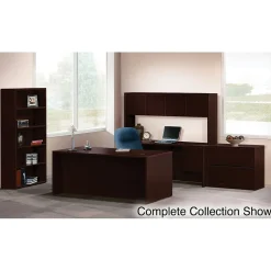 HON 10500 Series Bundle Solutions Left U-Station with Stack-On Storage, Mahogany, 72